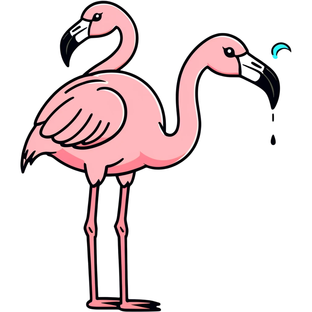 Flamingo crying emoji