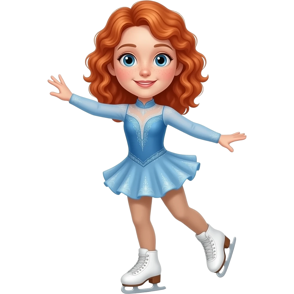 Fille rousse bouclés tâches de rousseur patinage artistique emoji