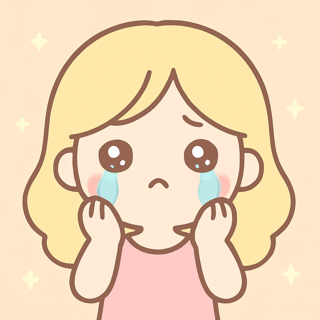 blonde woman crying, anime kawaii style emoji