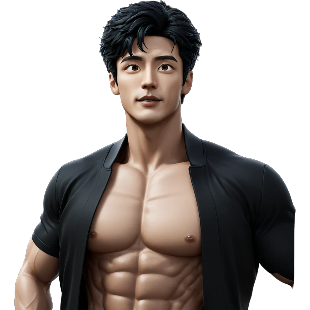 muscular male in black jacket emoji