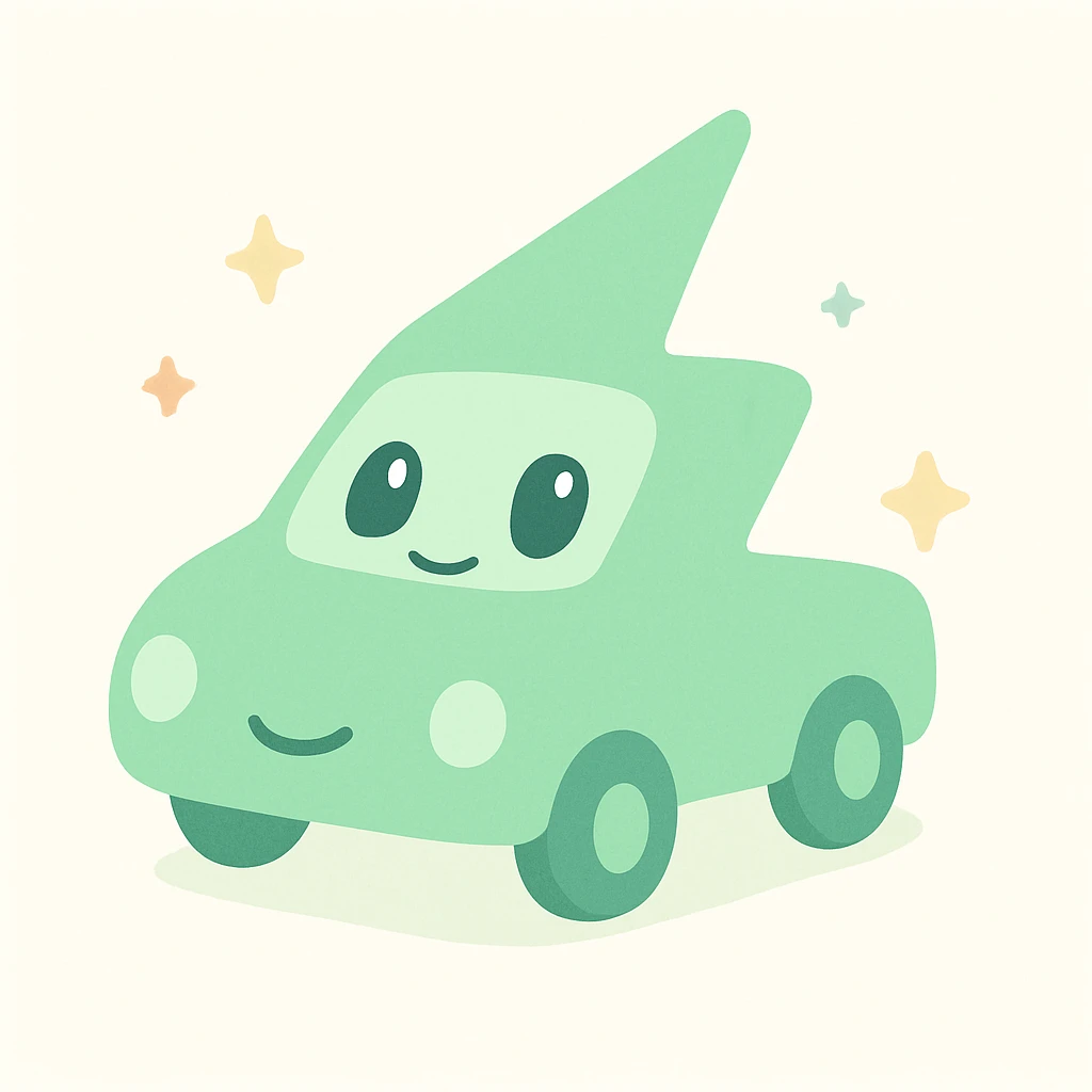 a green bolt car, playful and cute emoji