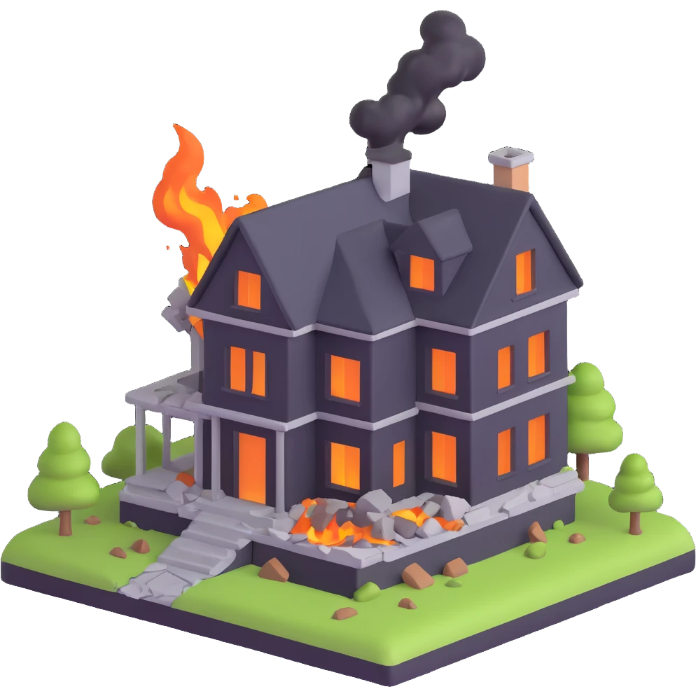 a house destroyed to the ground emoji