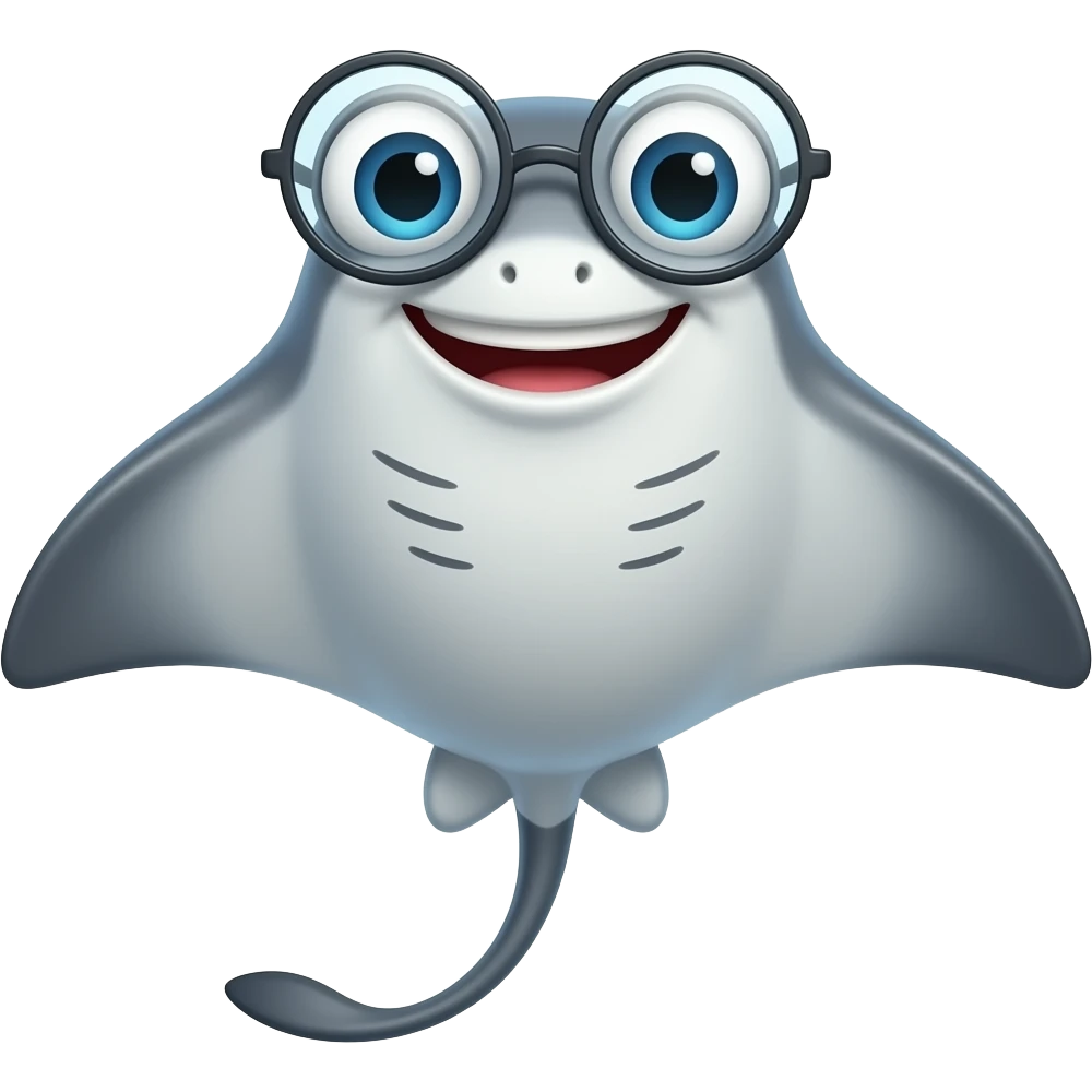 Smiling Stingray with glasses emoji
