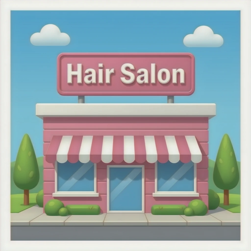 Pink building Hair signboard name Hair Salon emoji