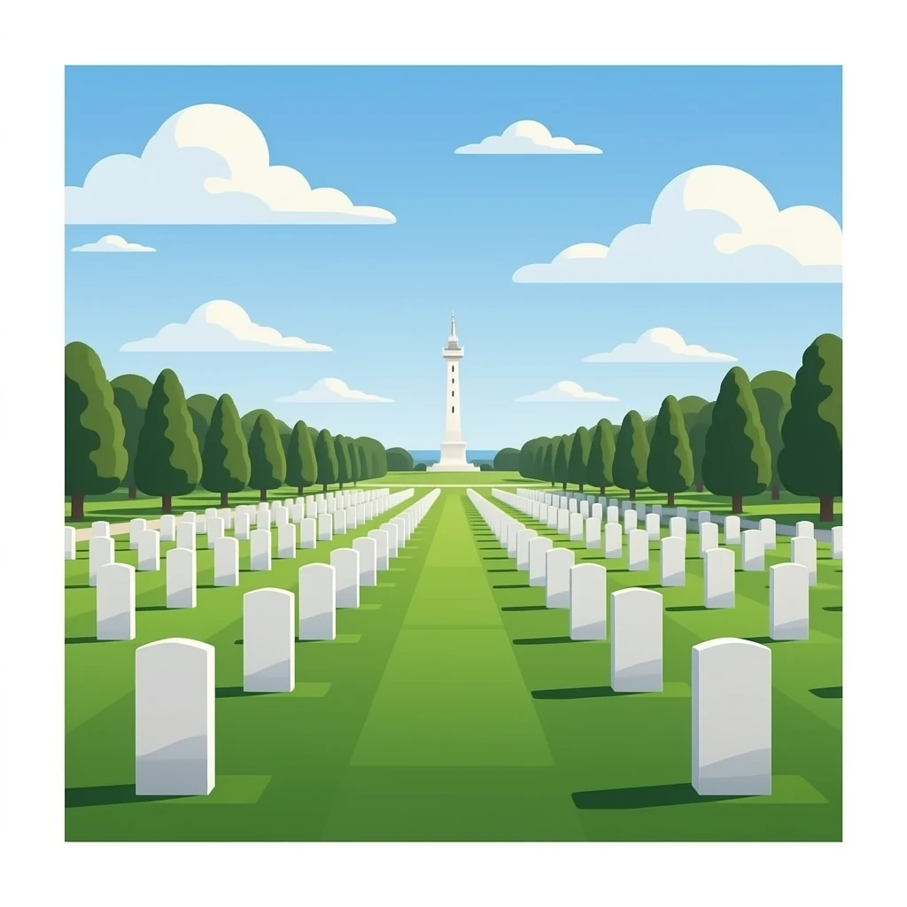 Le cimetière Américain d'Ohama realistic morning paysage emoji