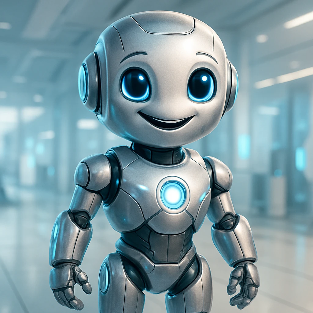 AI robot, futuristic, friendly, metallic, glowing accents emoji