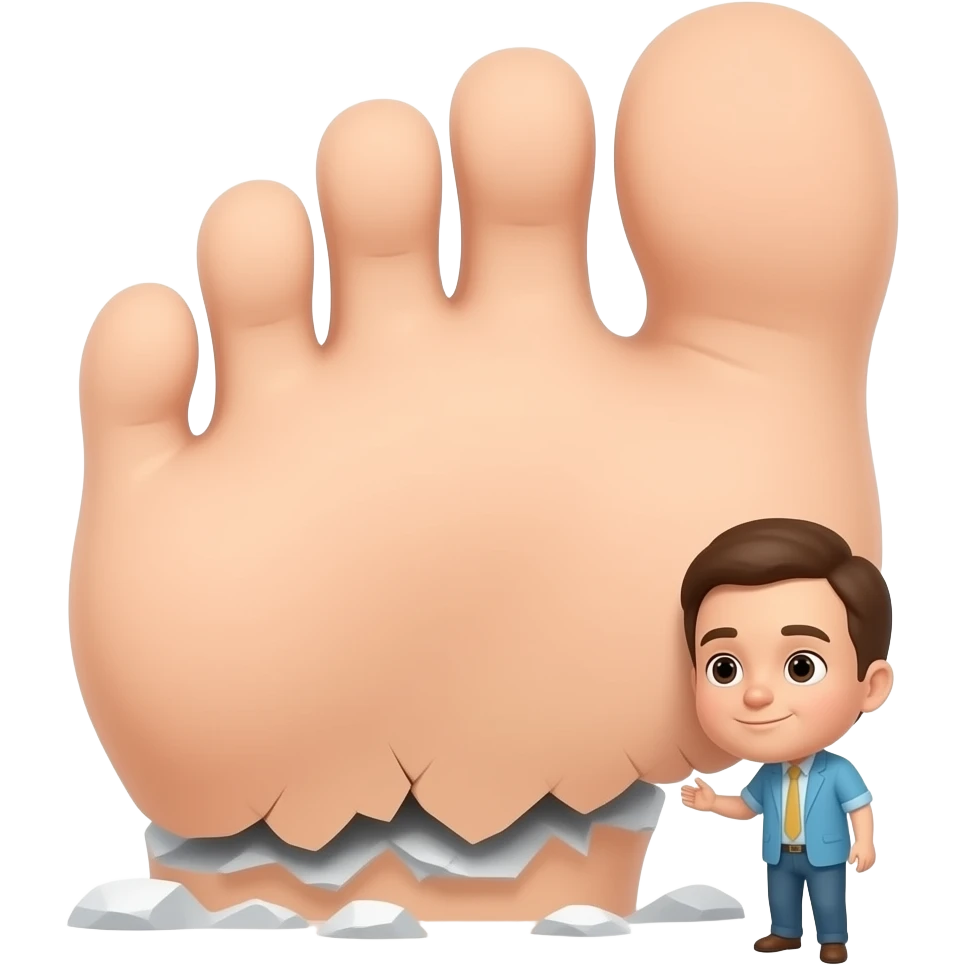 make the gaint feet step on the tiny man emoji