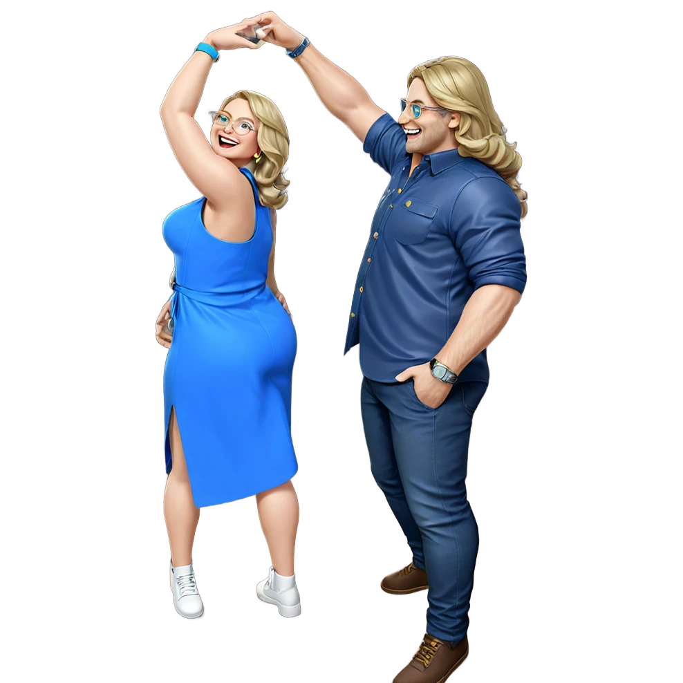 happy couple in stylish outfits emoji