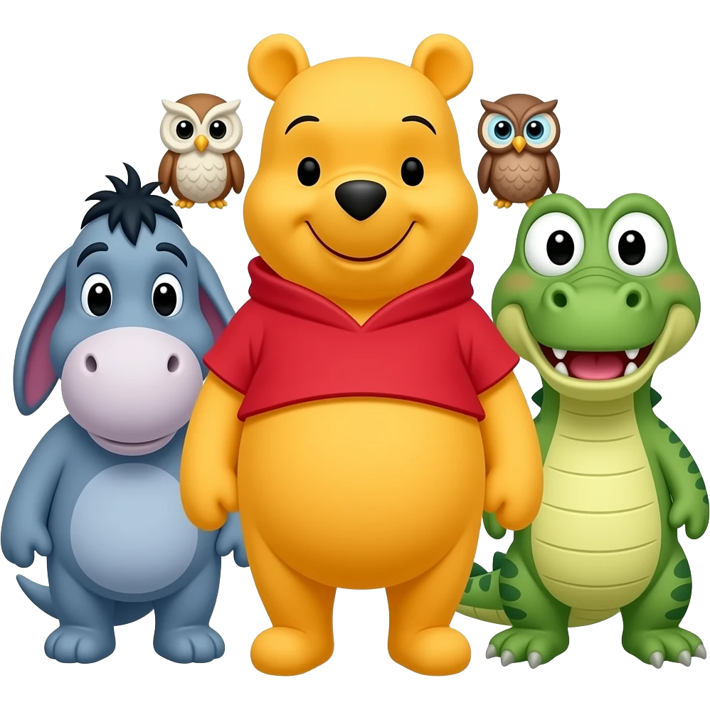 Wii Winnie the Pooh & eeyore & owl & seyore alligator emoji