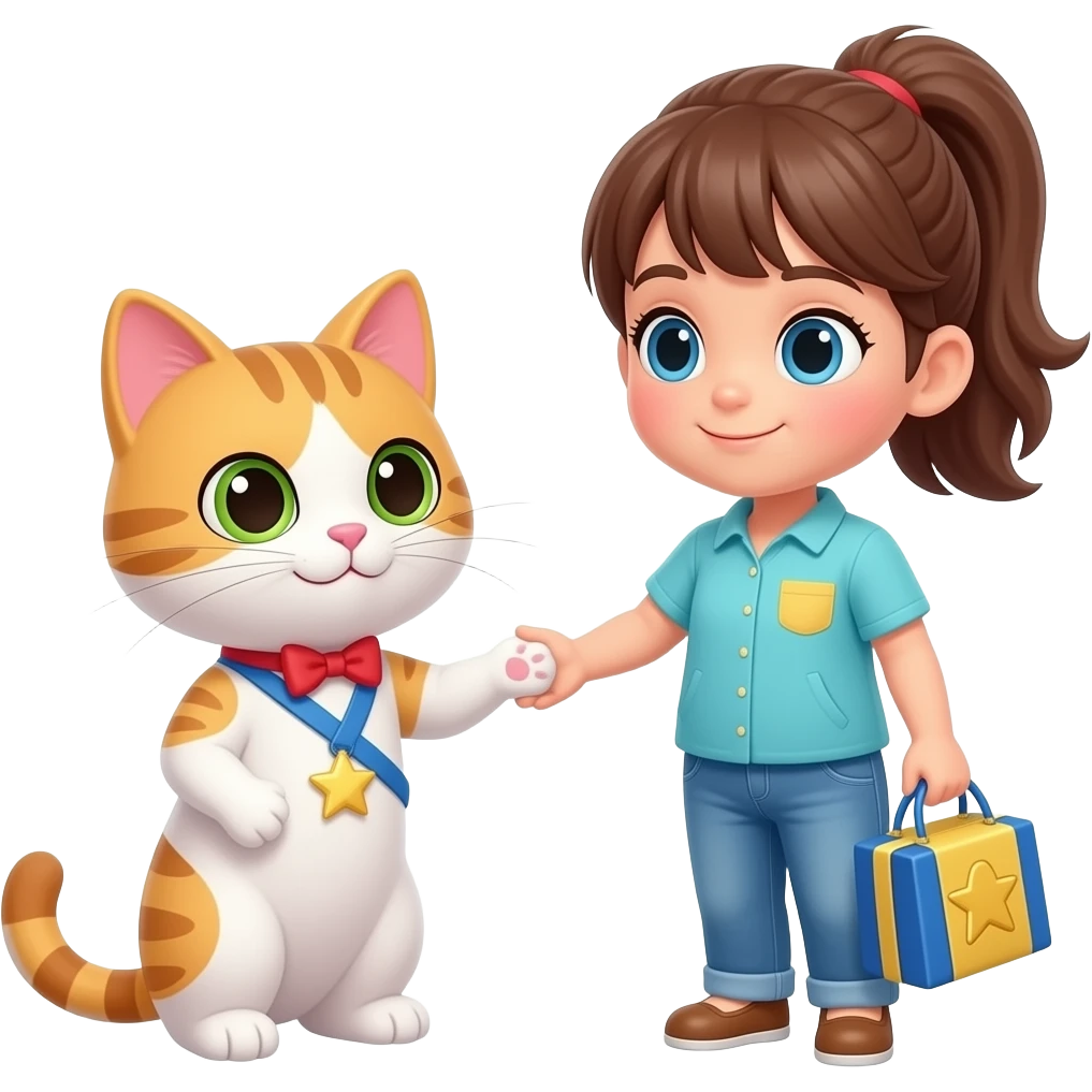 a girl cat receiving a promotion emoji