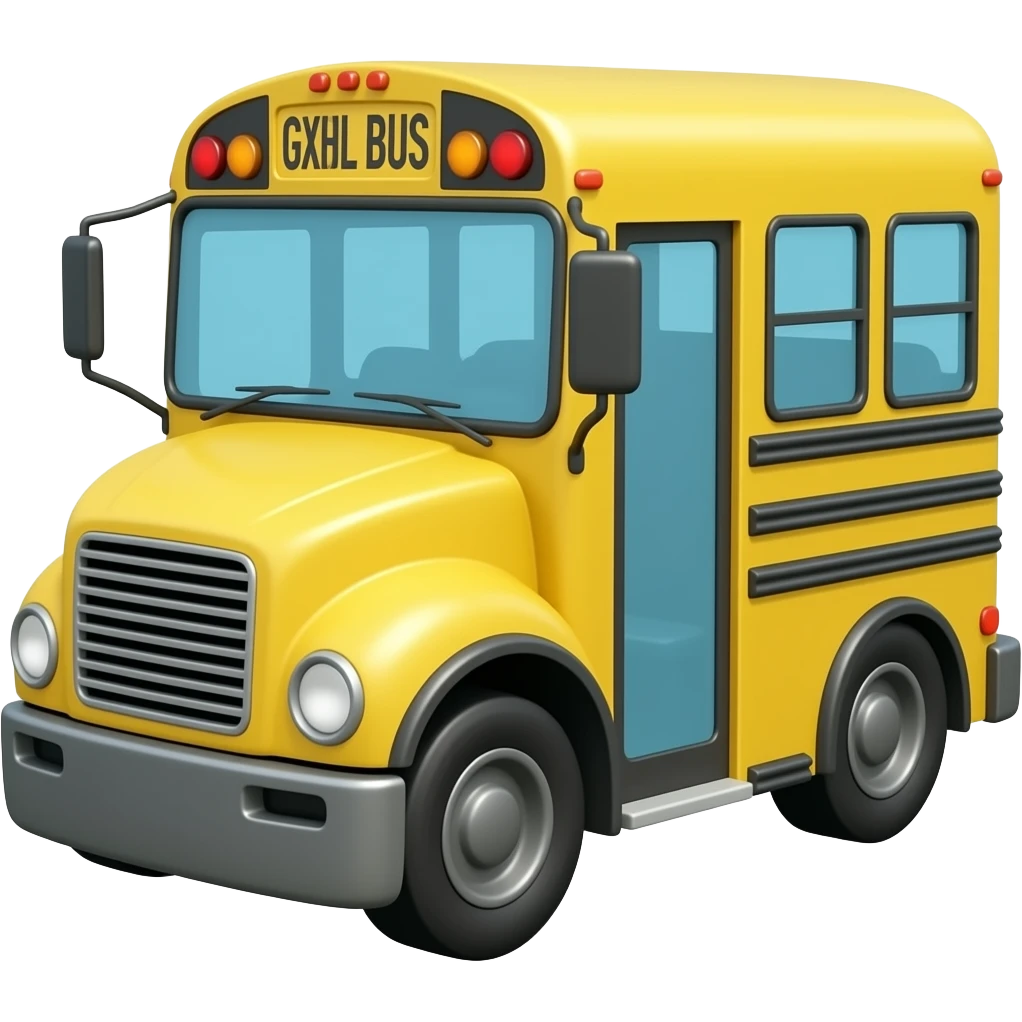 soft green yellow school bus, transparent background inspired by barbie colour pallete emoji