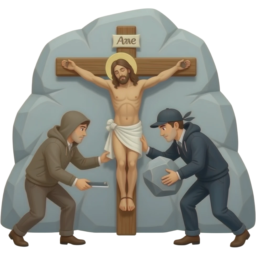 UN UCENIC A VENIT LA PILAT SI LA RUGAT SAI IA TRUPUL LUI ISUS DE PE CRUCE SI SAL INGROAPE INTRO PESTERA SI PUNE CA PAZA O PIATRA MARE emoji