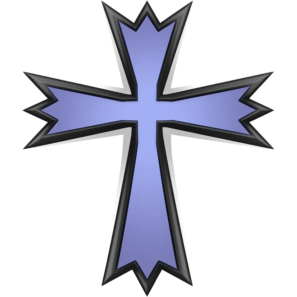 Periwinkle thin edgy christian cross with black borders emoji