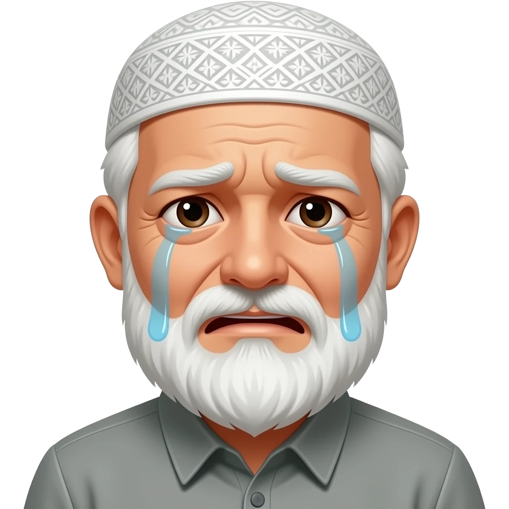 пожилой мужчина мусульманин пожилого растроенного в слезах emoji