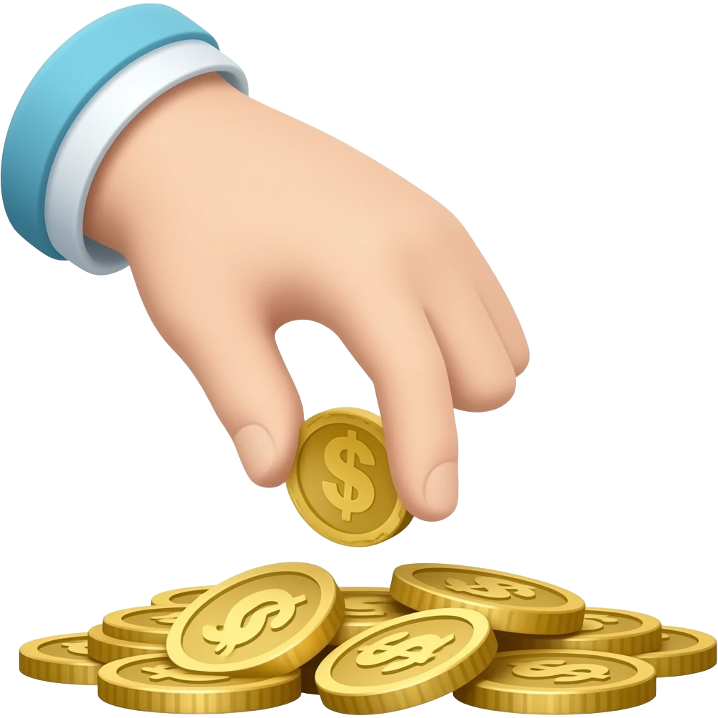 give coins tip with hand emoji