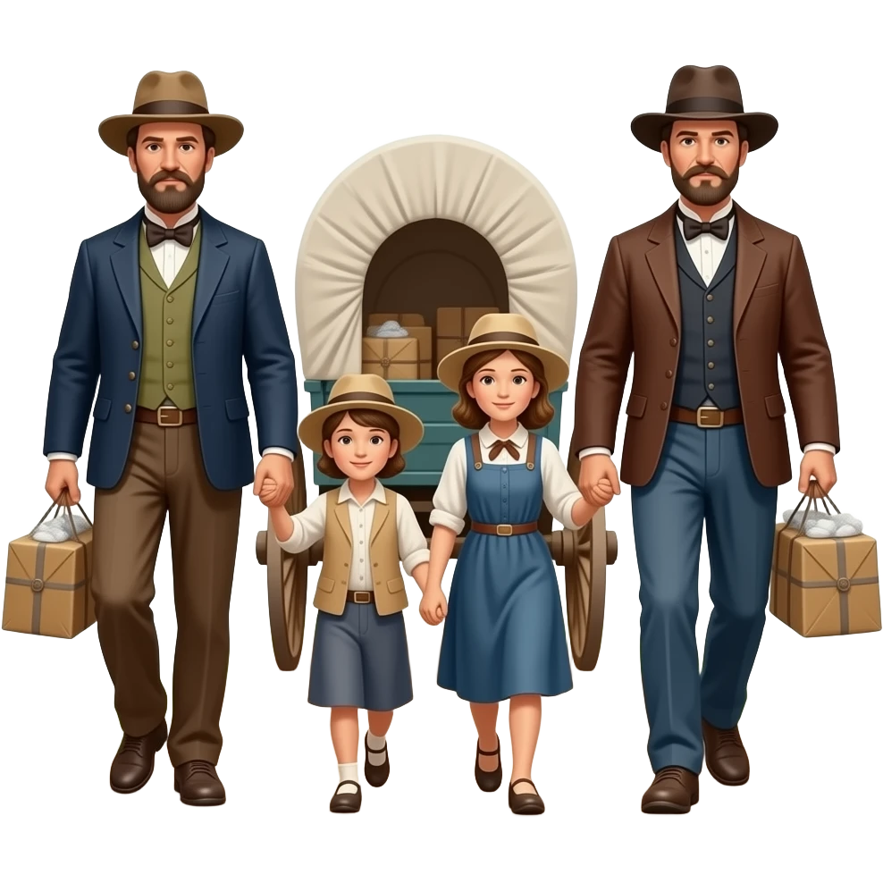 pioneer family walking 1850 on the oregon trail emoji