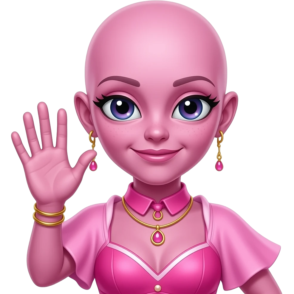 i want an emojis for my super fan club in tiktok my theme is beautiful alien ladies theme in pink color saying hi emoji