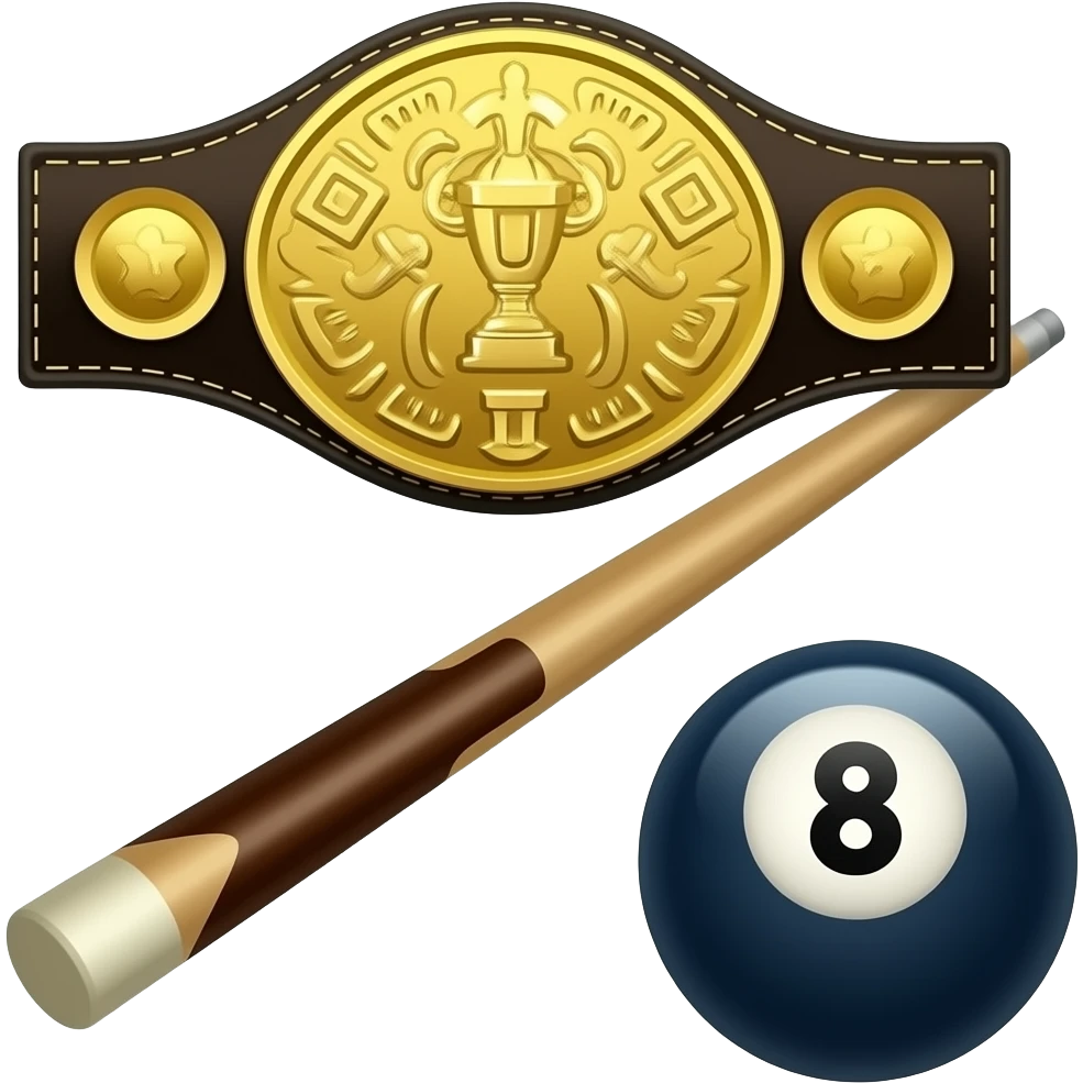 championship belt with pool cue emoji