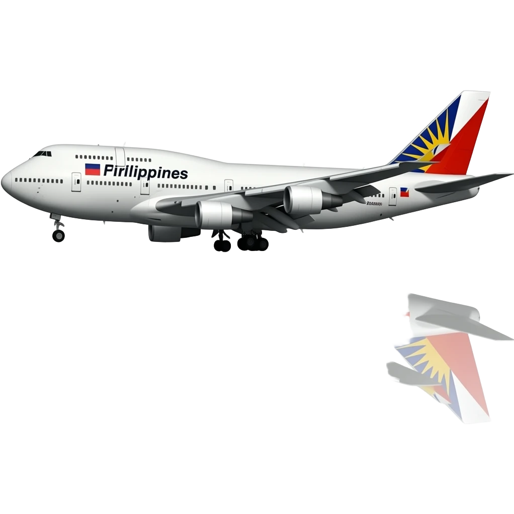 a boeing 747 philippine airline landing. emoji