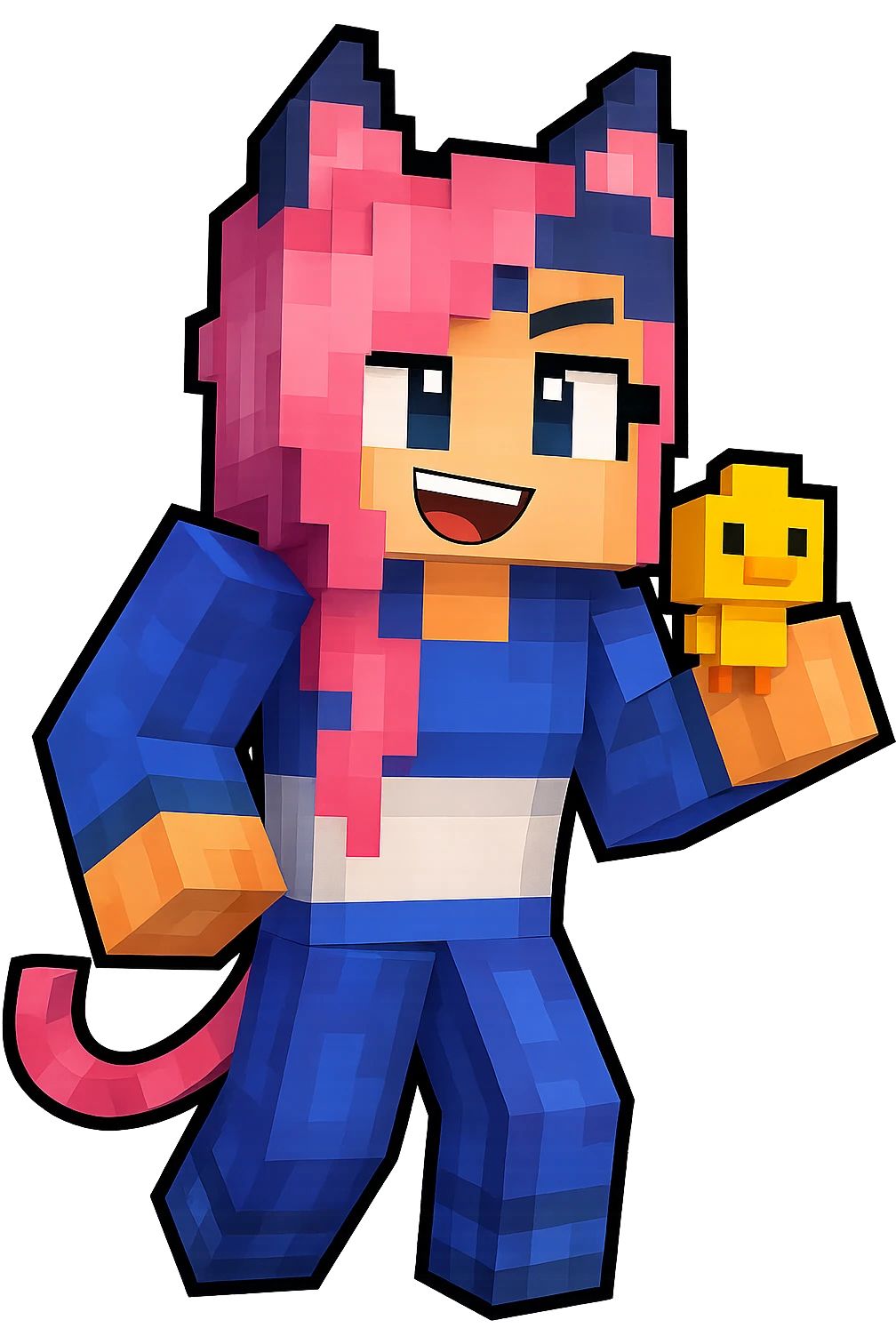 Extract the character Ein from the group image in Minecraft cartoon style, keeping only Ein with a transparent background. Preserve the Minecraft cartoon style look. emoji