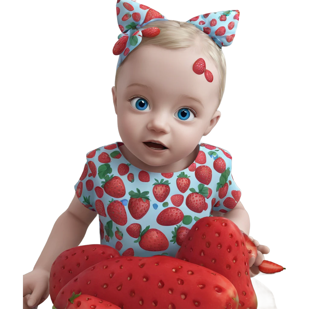 blue-eyed girl with strawberries emoji