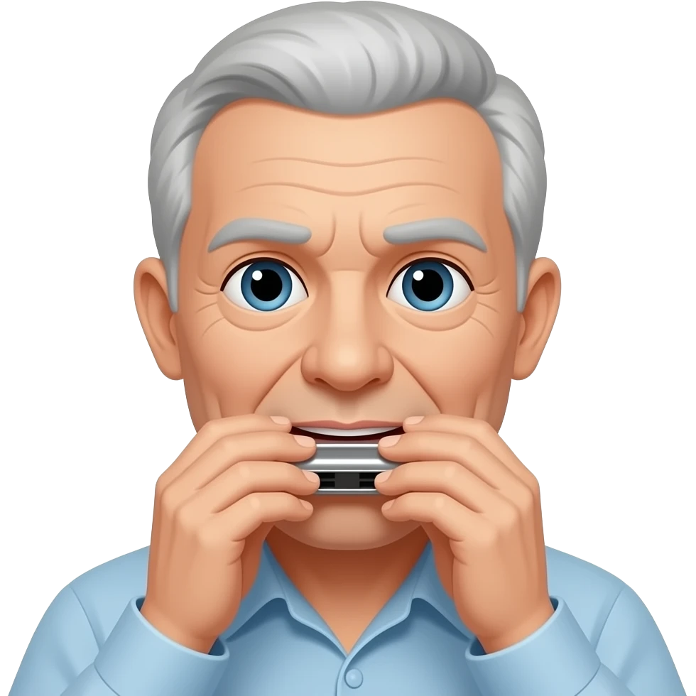 harmonica old man few hair emoji