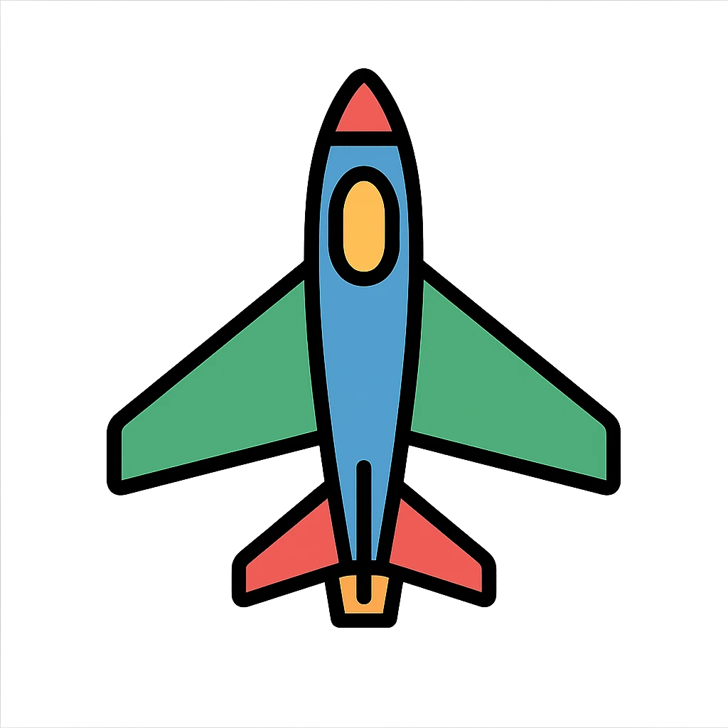 fighter plane icon with color outline emoji