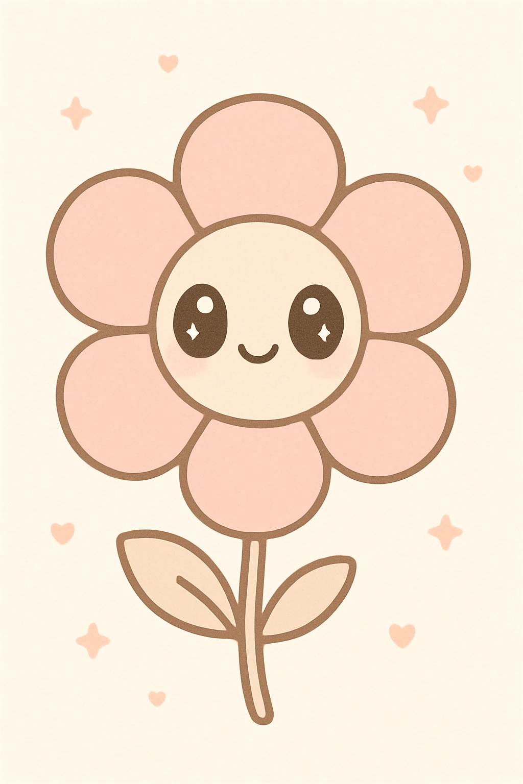 a delicate flower in clean girl aesthetic, simple lines, blush pink and beige, gentle and modern emoji