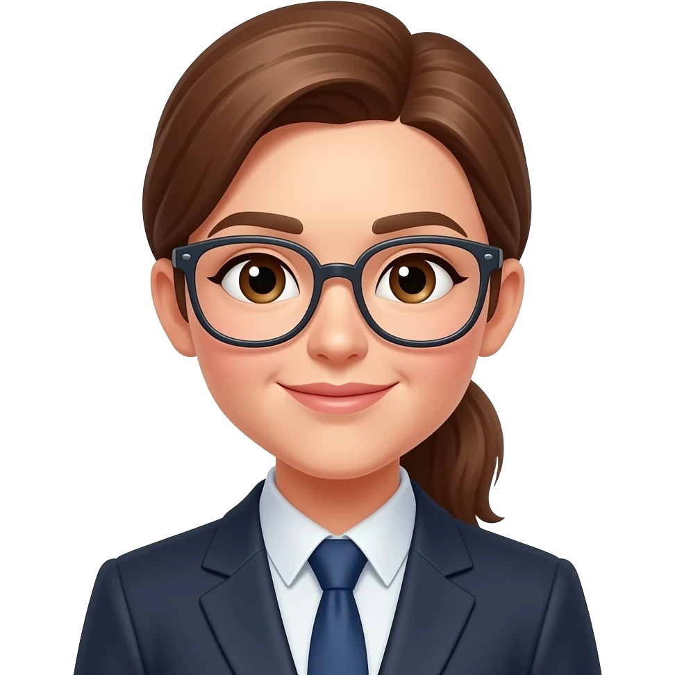 PROFESORA DE PELO CASTAÑO CLARO MELENA, IJOS CAFES, ANTEOJOS TRANSPARENTES emoji