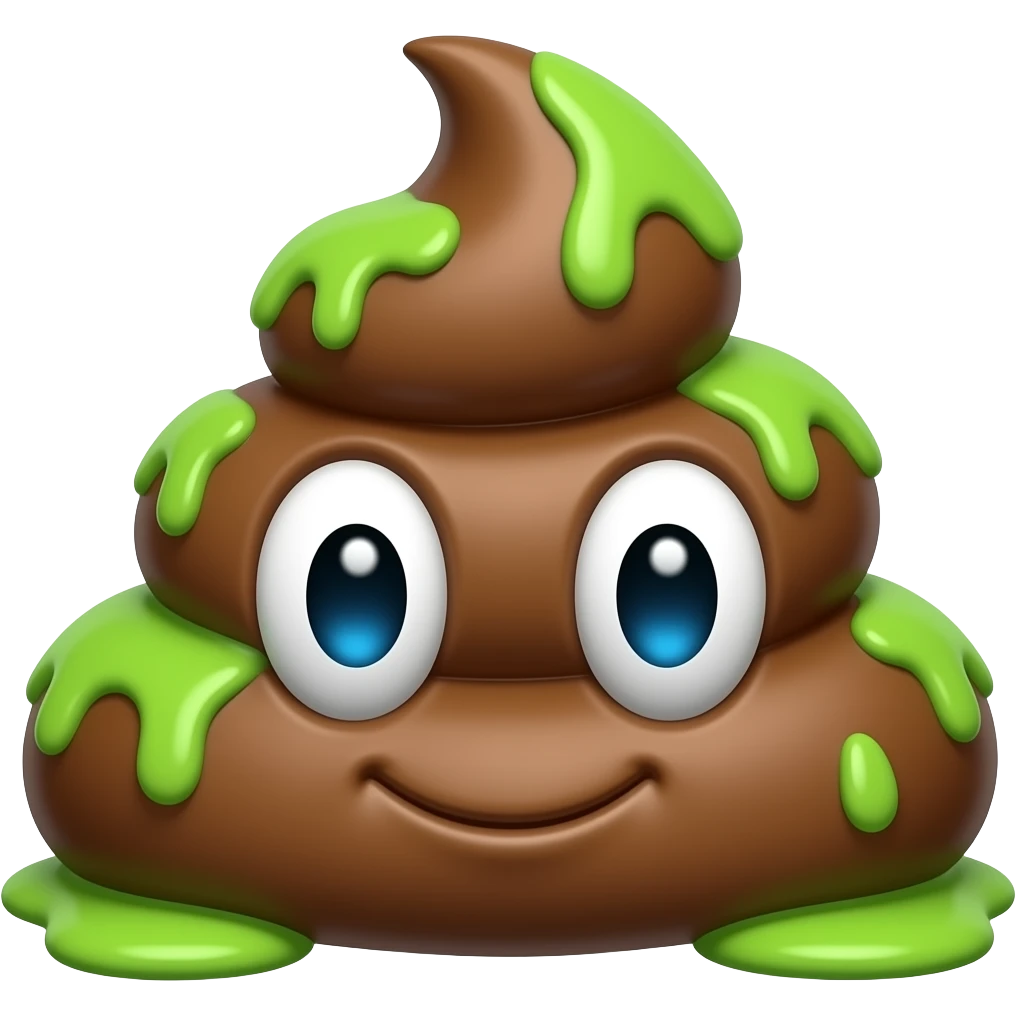 shit emoji with eyes and slime emoji