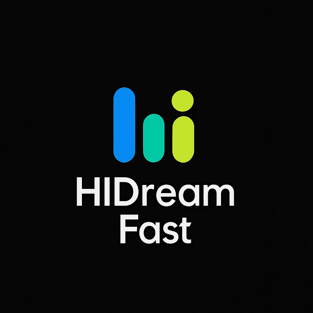 create high dream logo like this with text "HIDream Fast", black background  emoji