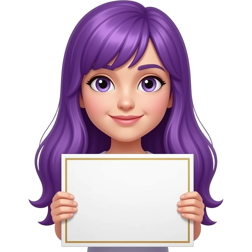 girl with long purple hair with a beautiful sign emoji