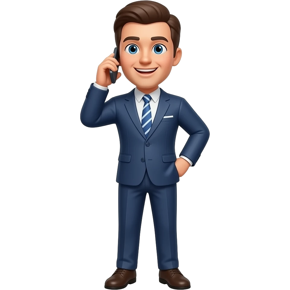 a complete figure motivated Sales Person which is calling with a customer emoji