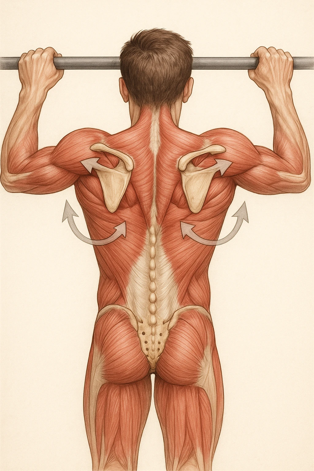 vista delle scapole durante le trazioni, visione anatomica emoji
