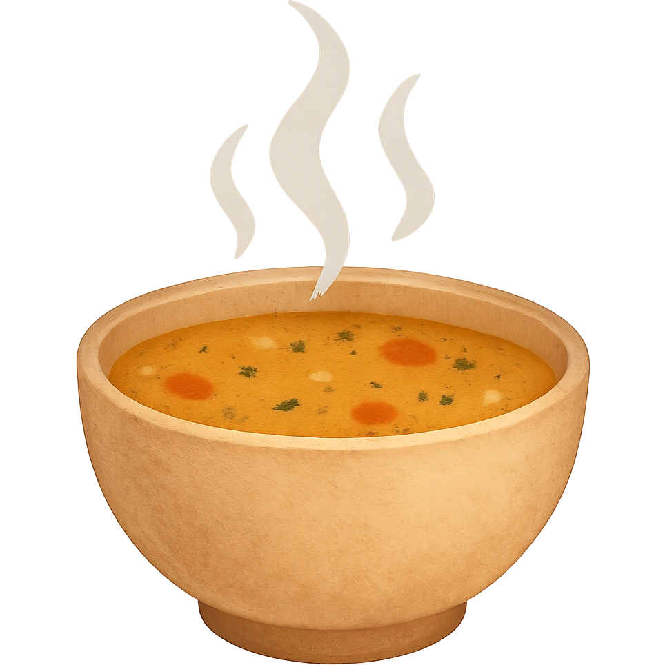 cozy bowl of soup with steam, comforting emoji