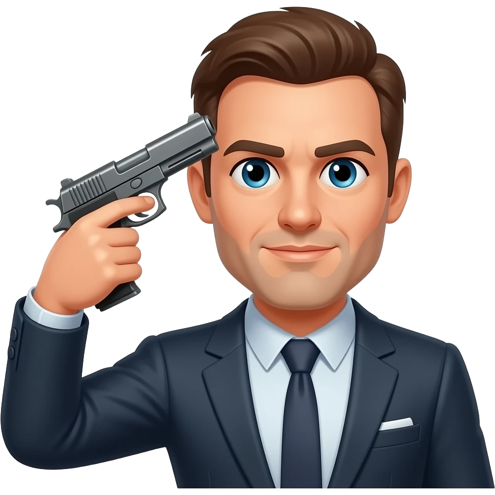 man pointing gun at head emoji