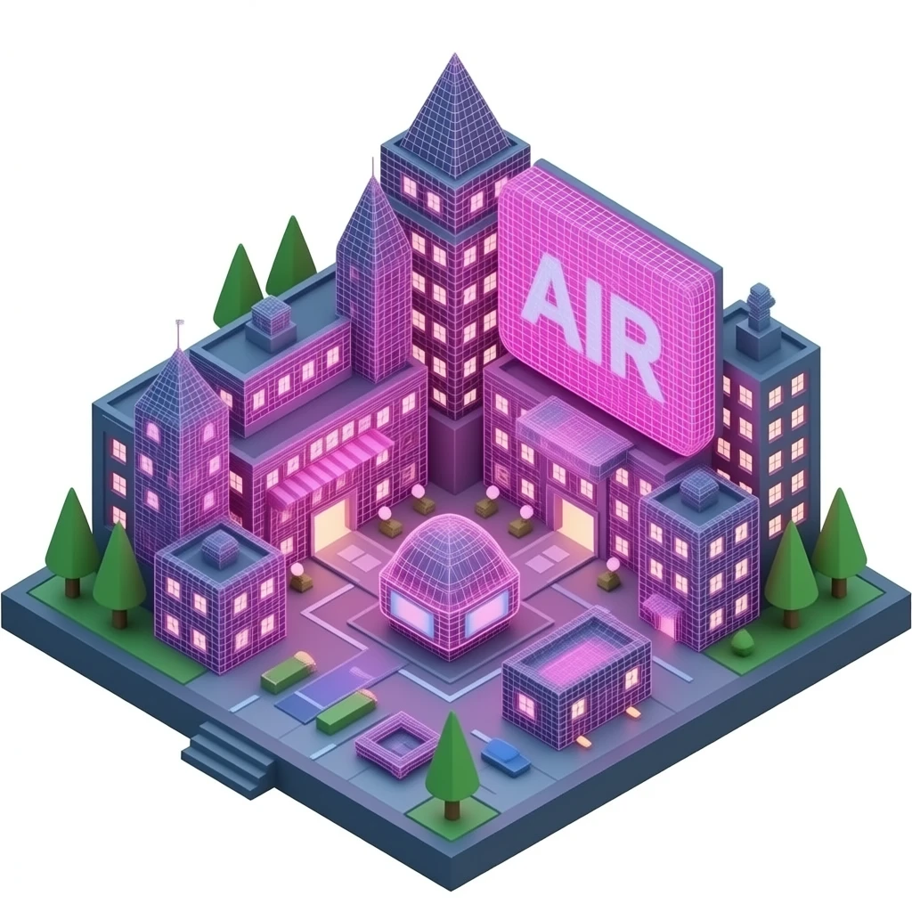 vaporwave 3d club wireframe, VR, AR, quirky, unique, tech, pink, purple, aesthetic emoji
