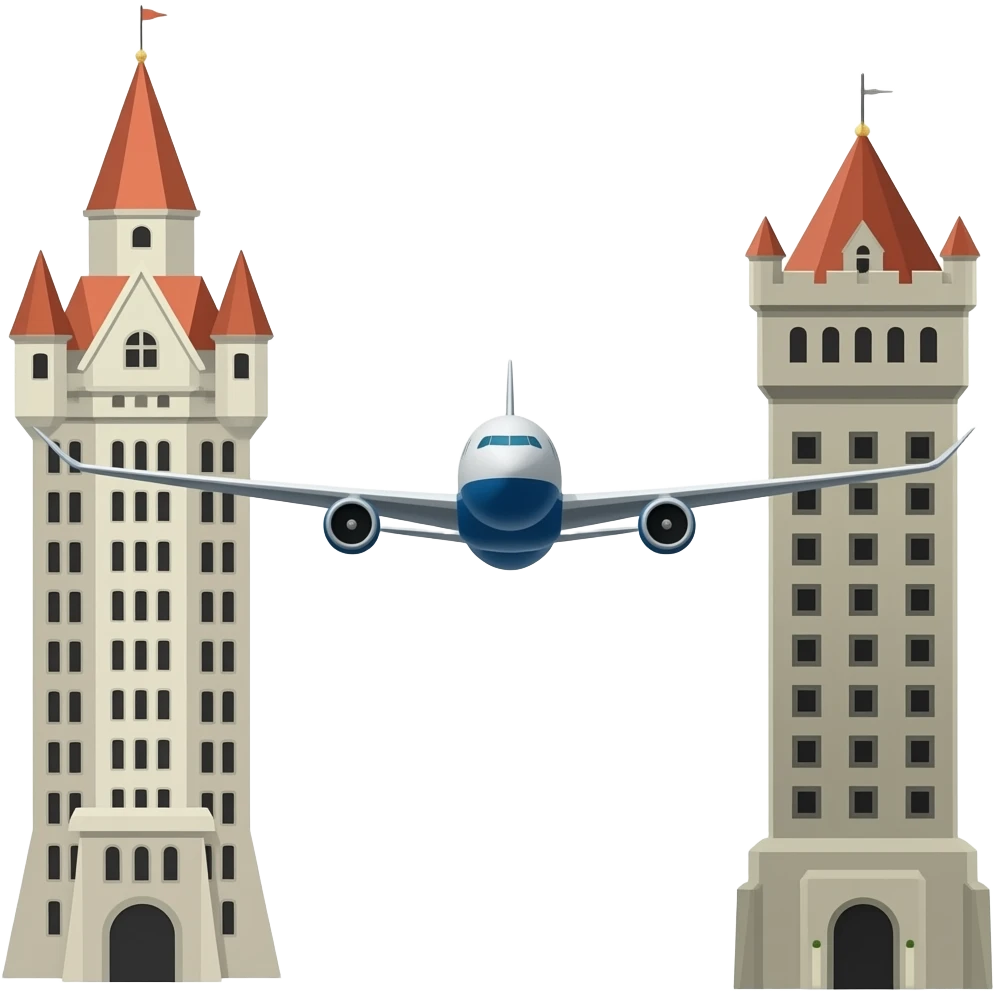 İki kulenin tam arasından yatay bir uçak geçsin emoji