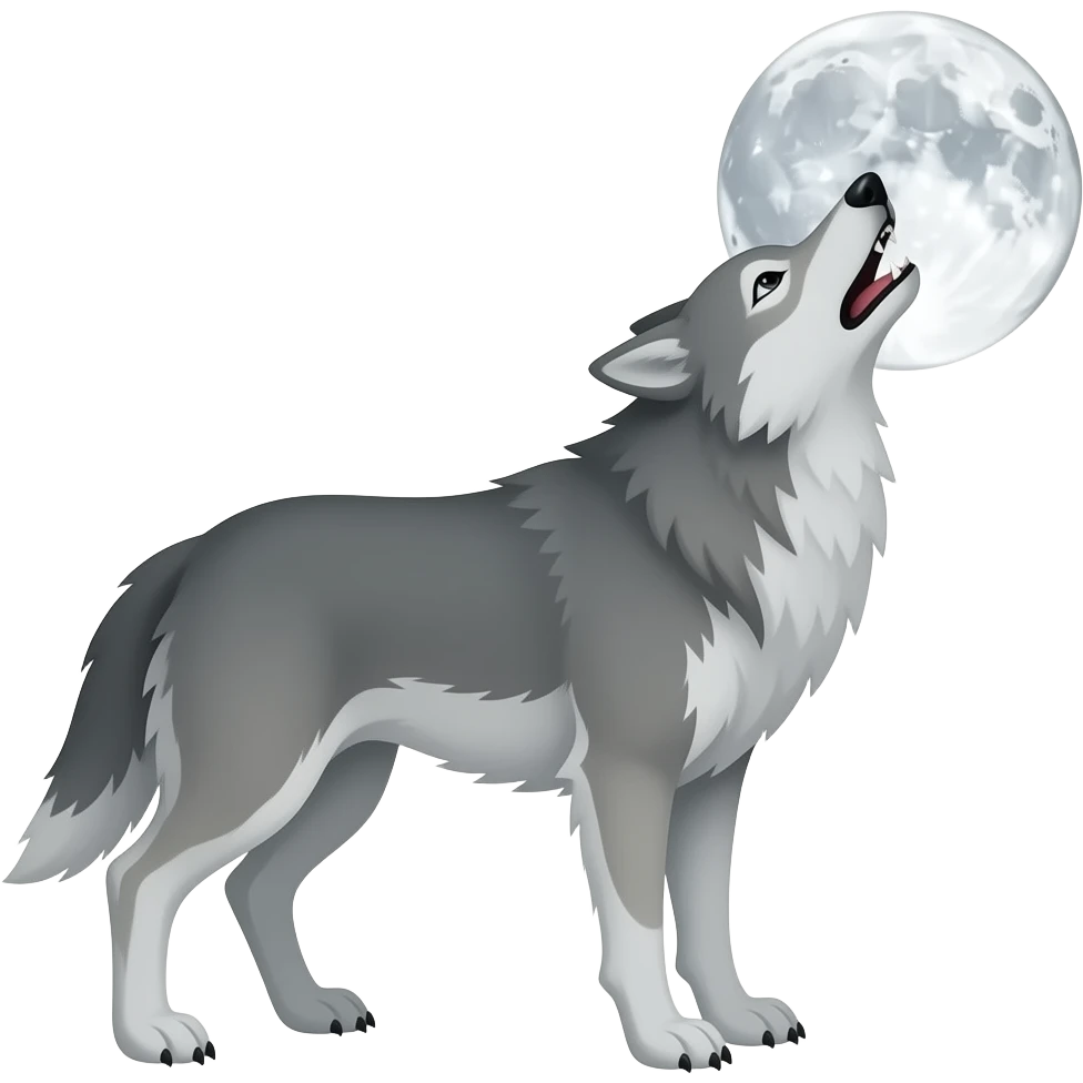 Hlowing wolf in moon at right side emoji