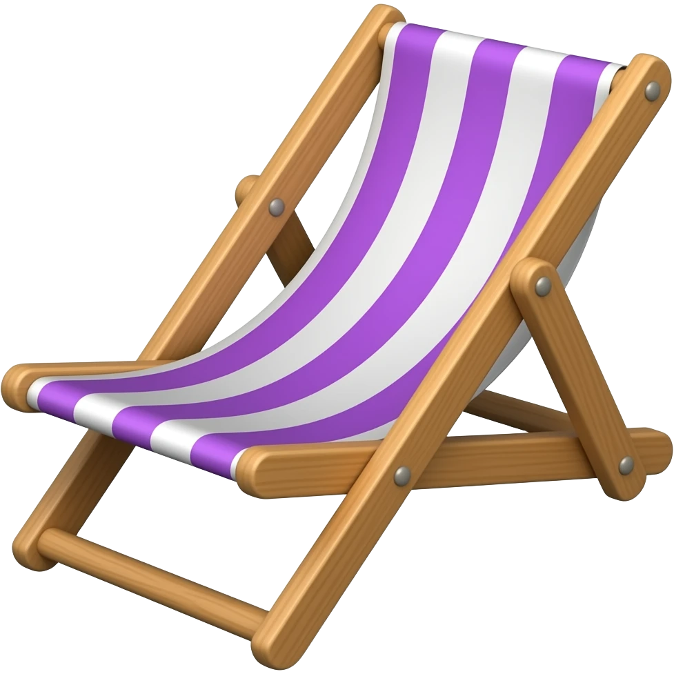wooden sun lounger in vibrant purple stripes emoji