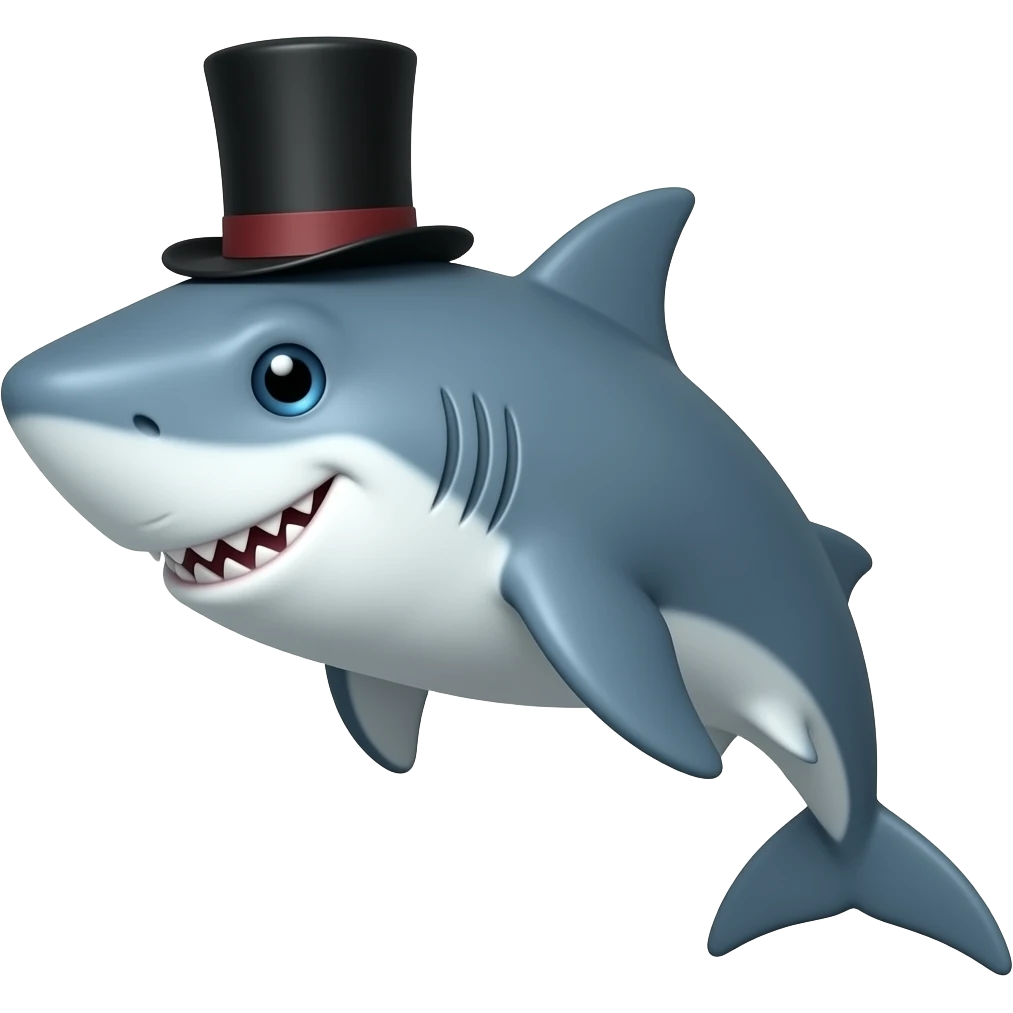 Shark with a top hat emoji