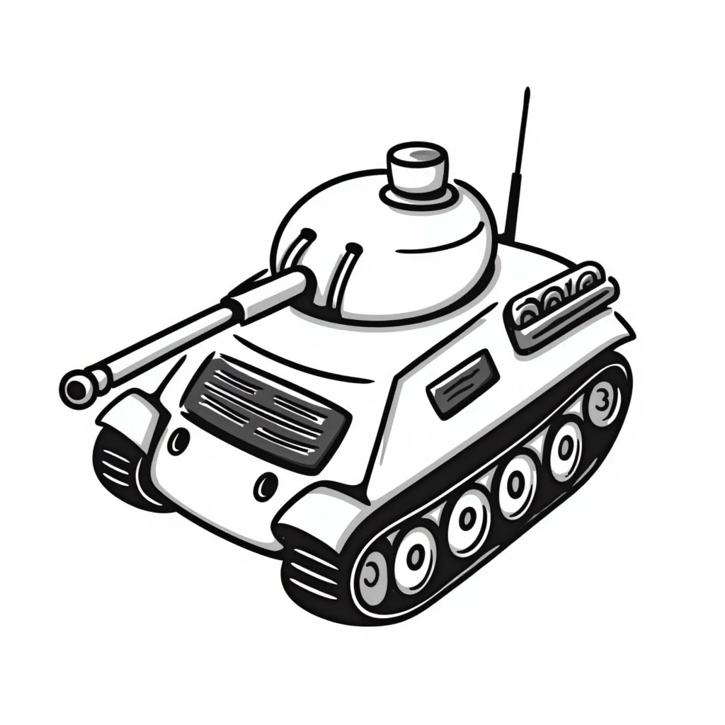 tank from bird's-eye view, hand drawn doodle style emoji