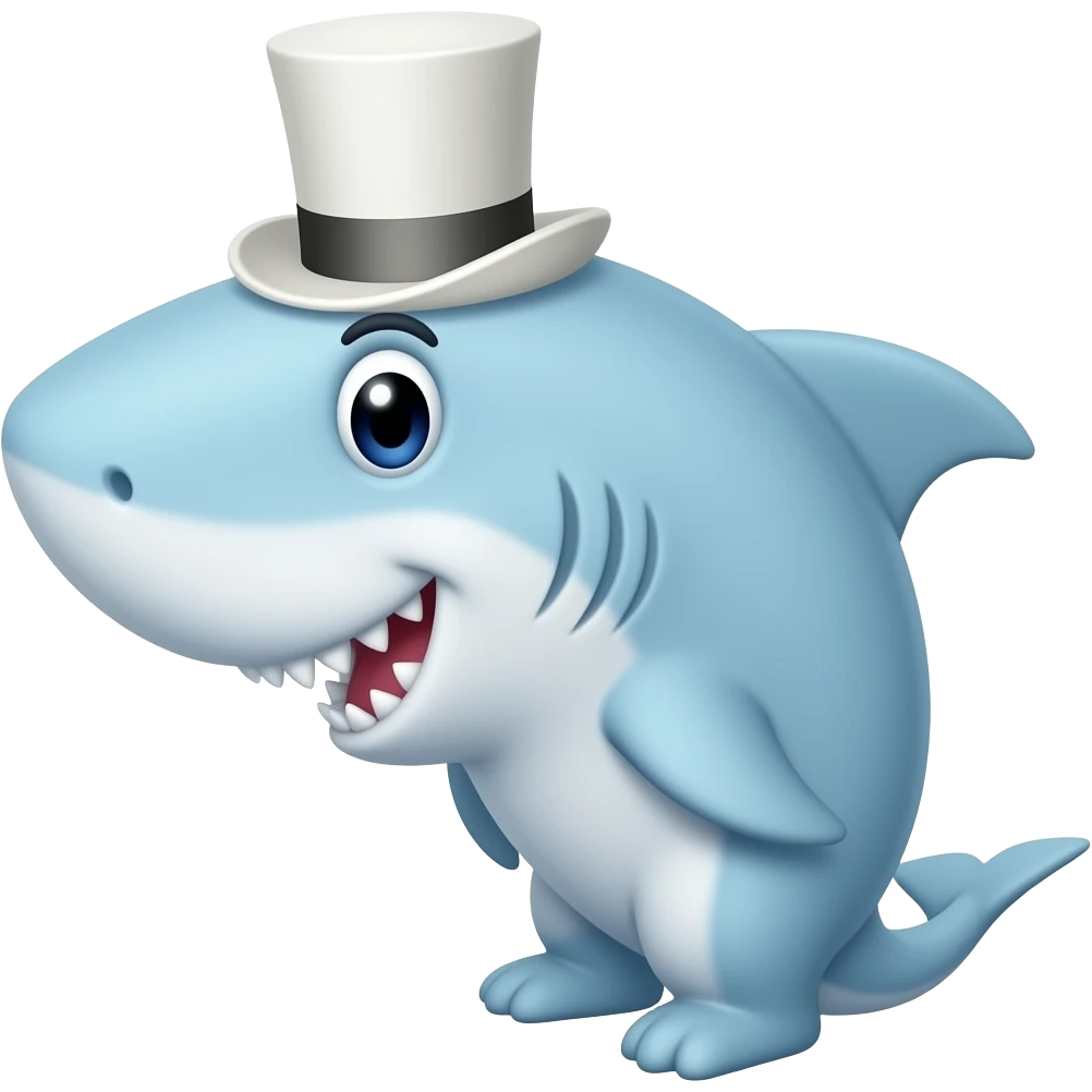 Shark with a top hat emoji