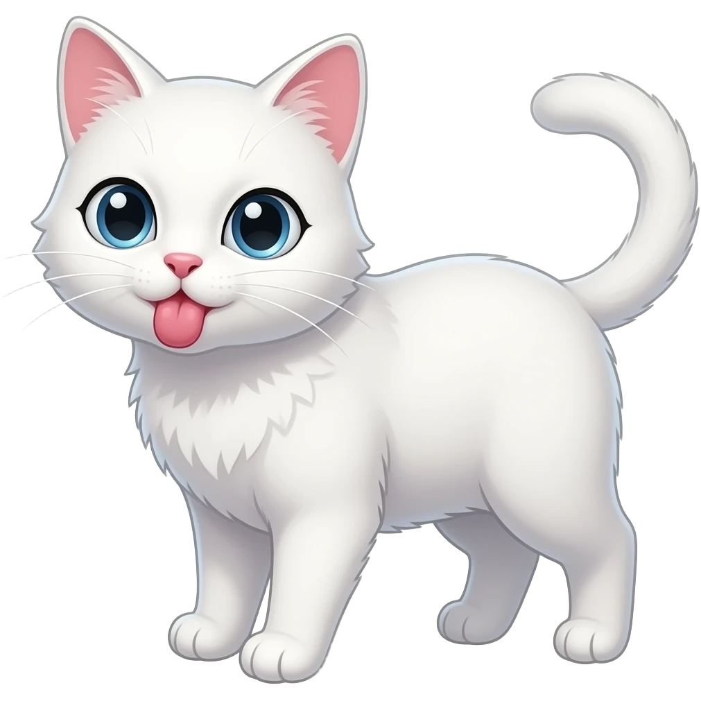 A white anime cat with white eyes sends a kiss emoji