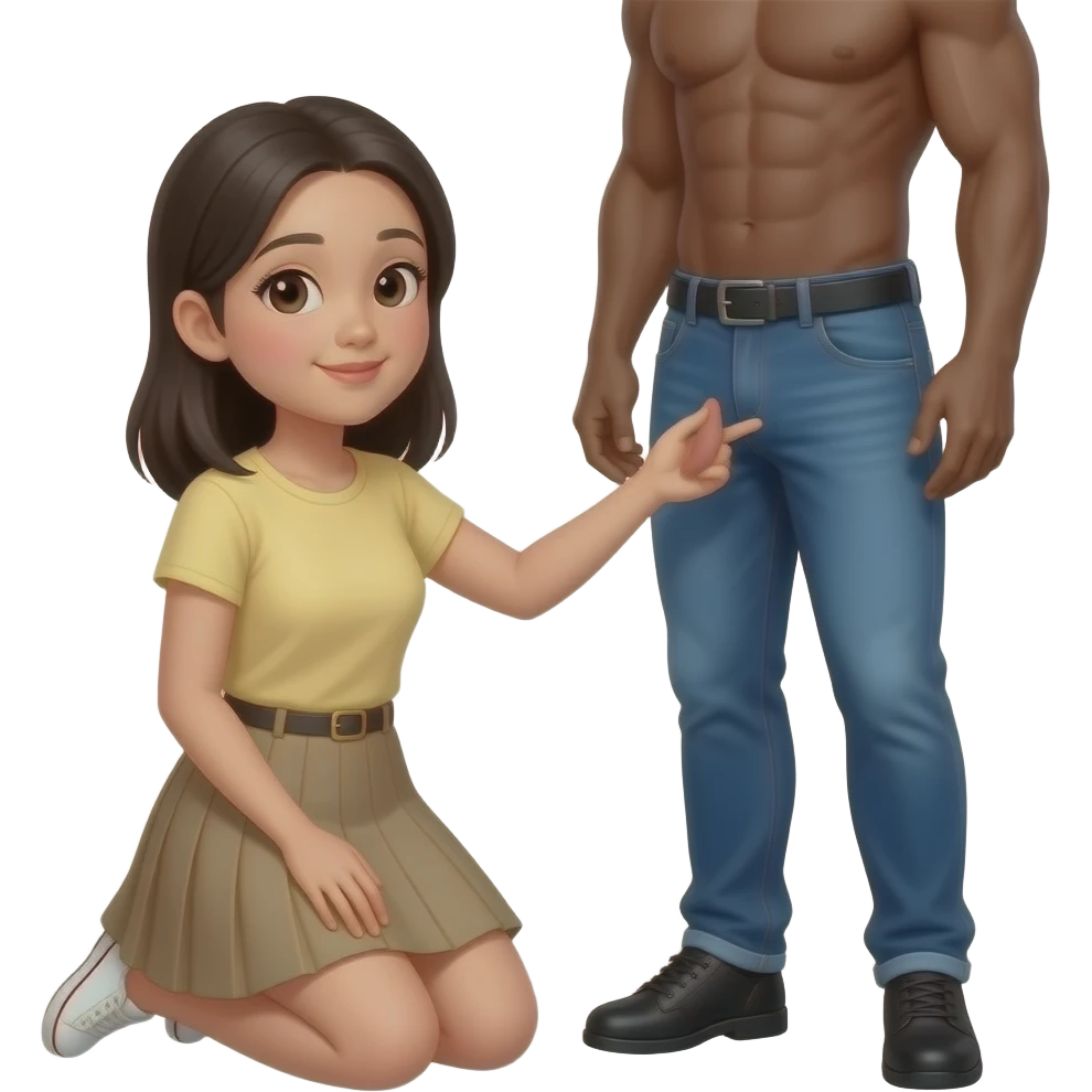 Pinay girl kneeling before a black guy showing his penis emoji