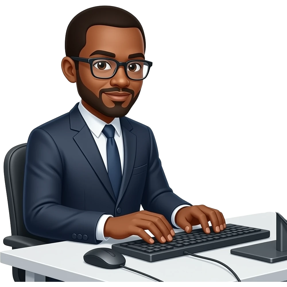 informaticien noir devant ordinatzeur emoji