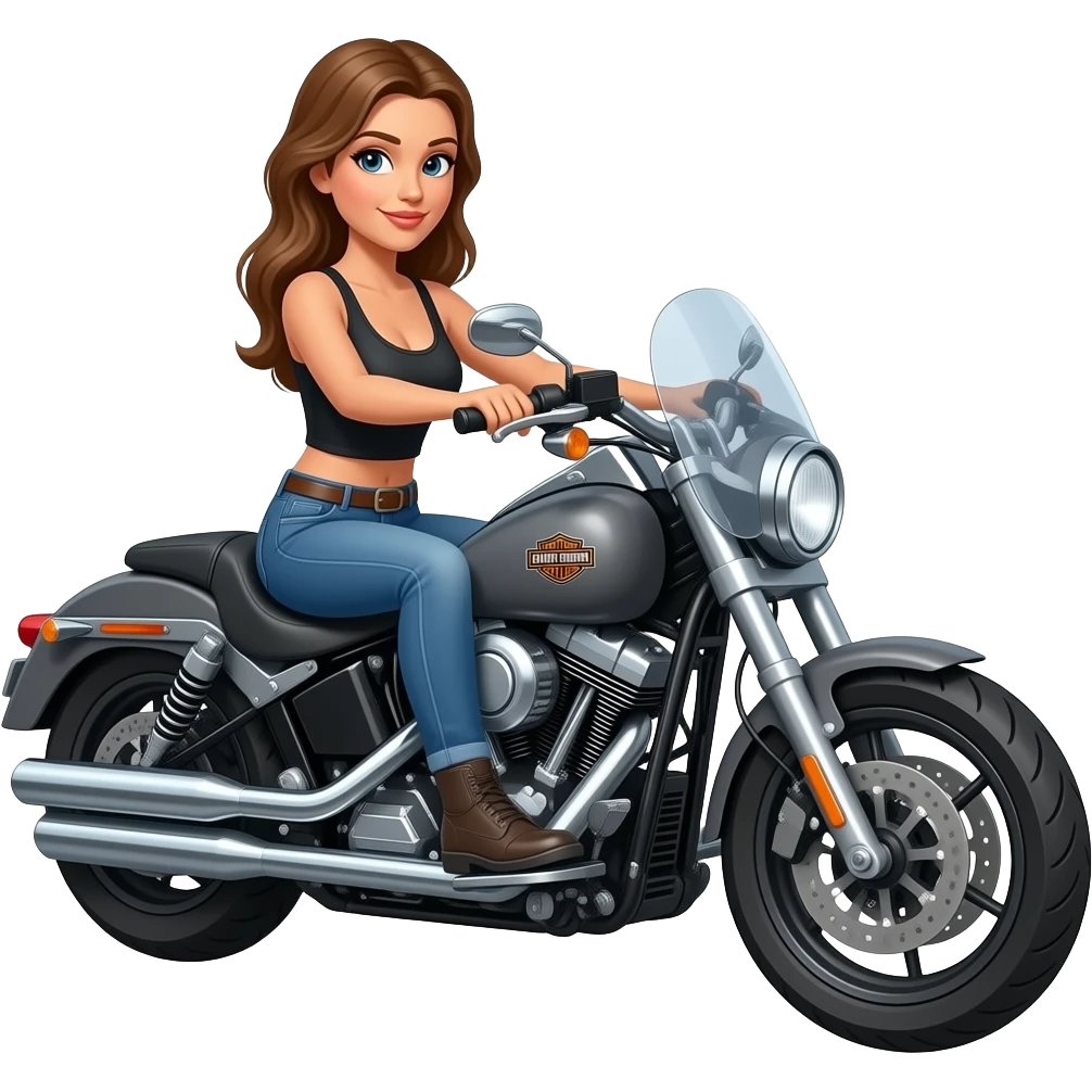 Harley Davidson dark grey road glide with woman riding emoji