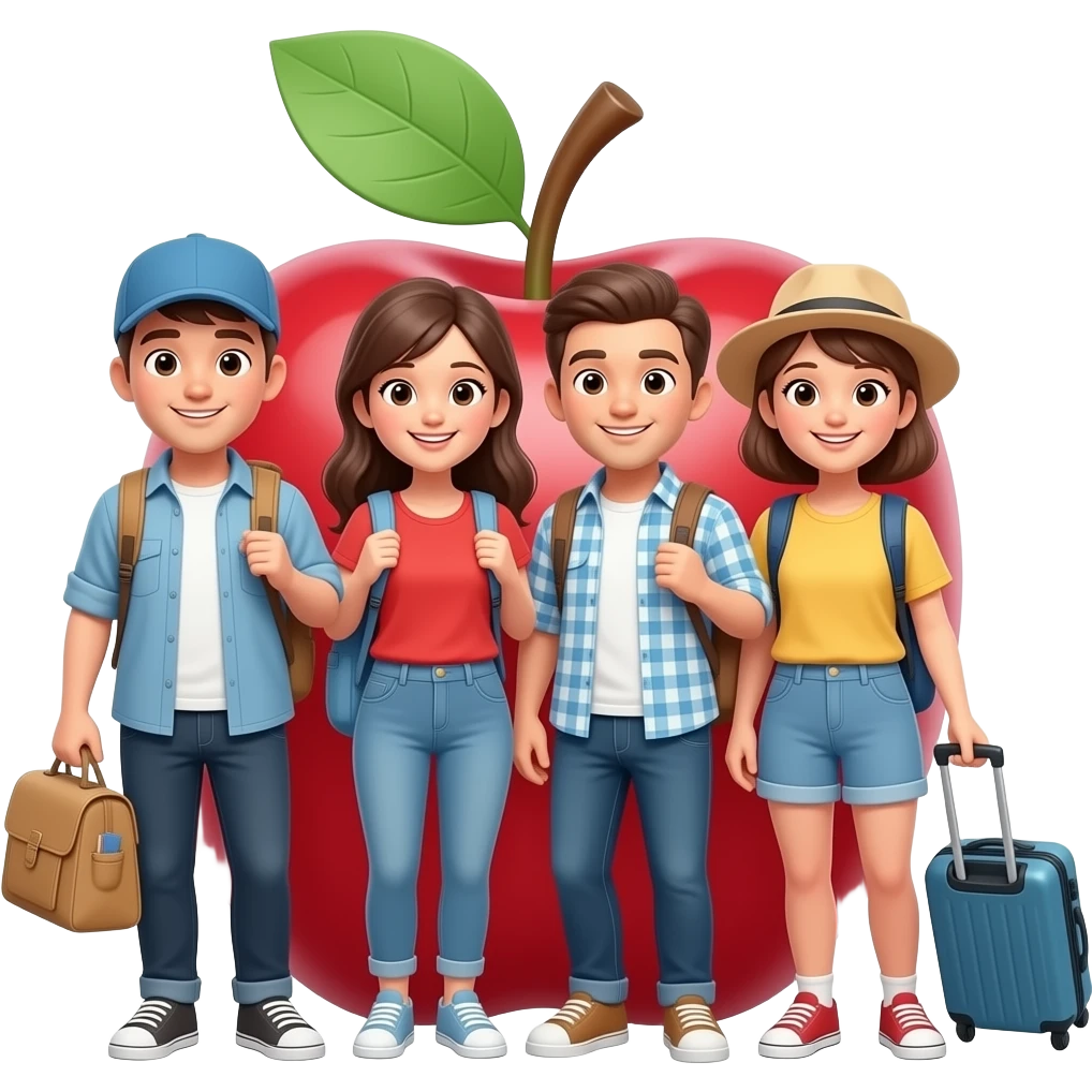 Emoji like real people a group of friends follow the apple model they are going travel emoji
