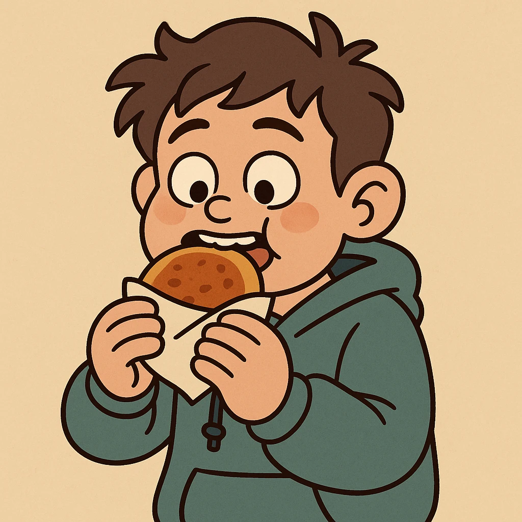 Hotteok a boy he's eating Hotteok emoji