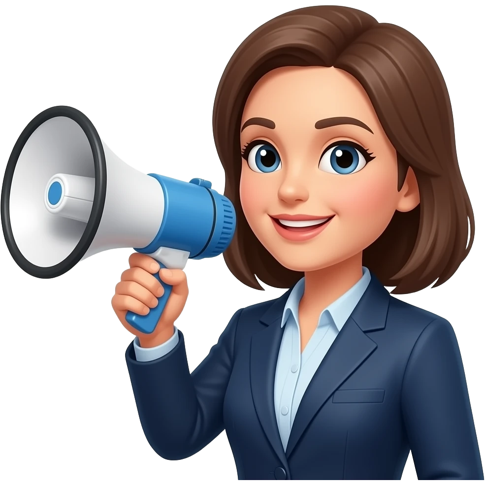 mujer periodista con megáfono emoji